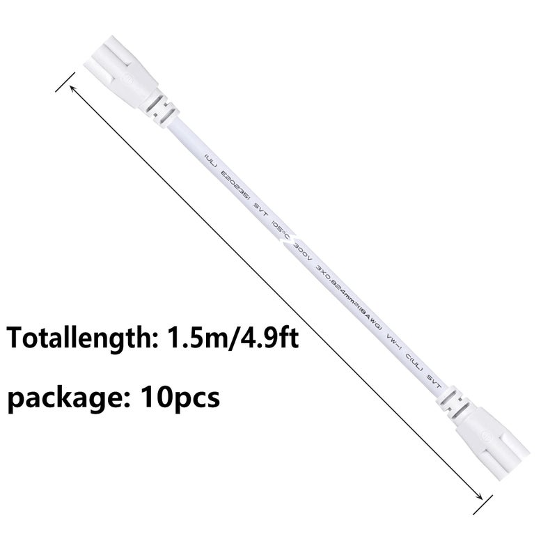 SinLoon UL-LP Certification T5 T8 LED Lamp Connecting Wire Ceiling Lights Daylight LED Integrated Tube Cable Linkable Cords for Tube Lamp Holder Socket Fittings with Cables(1.5M 10 Pack) - Image 3